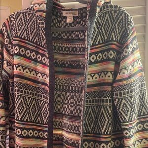 Monteau Grey and cream Geometric Knit Cardigan